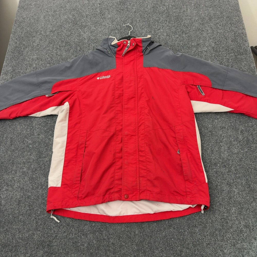 Columbia Jacket Mens L Red Nylon Interchange Hooded SM7462 Gorpcore Outdoors